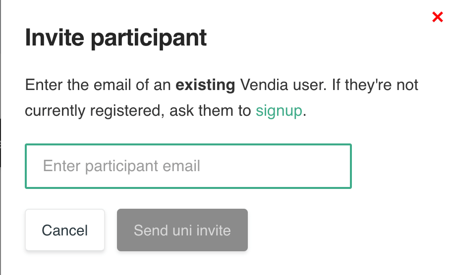 Uni Invitation - Specify Participant