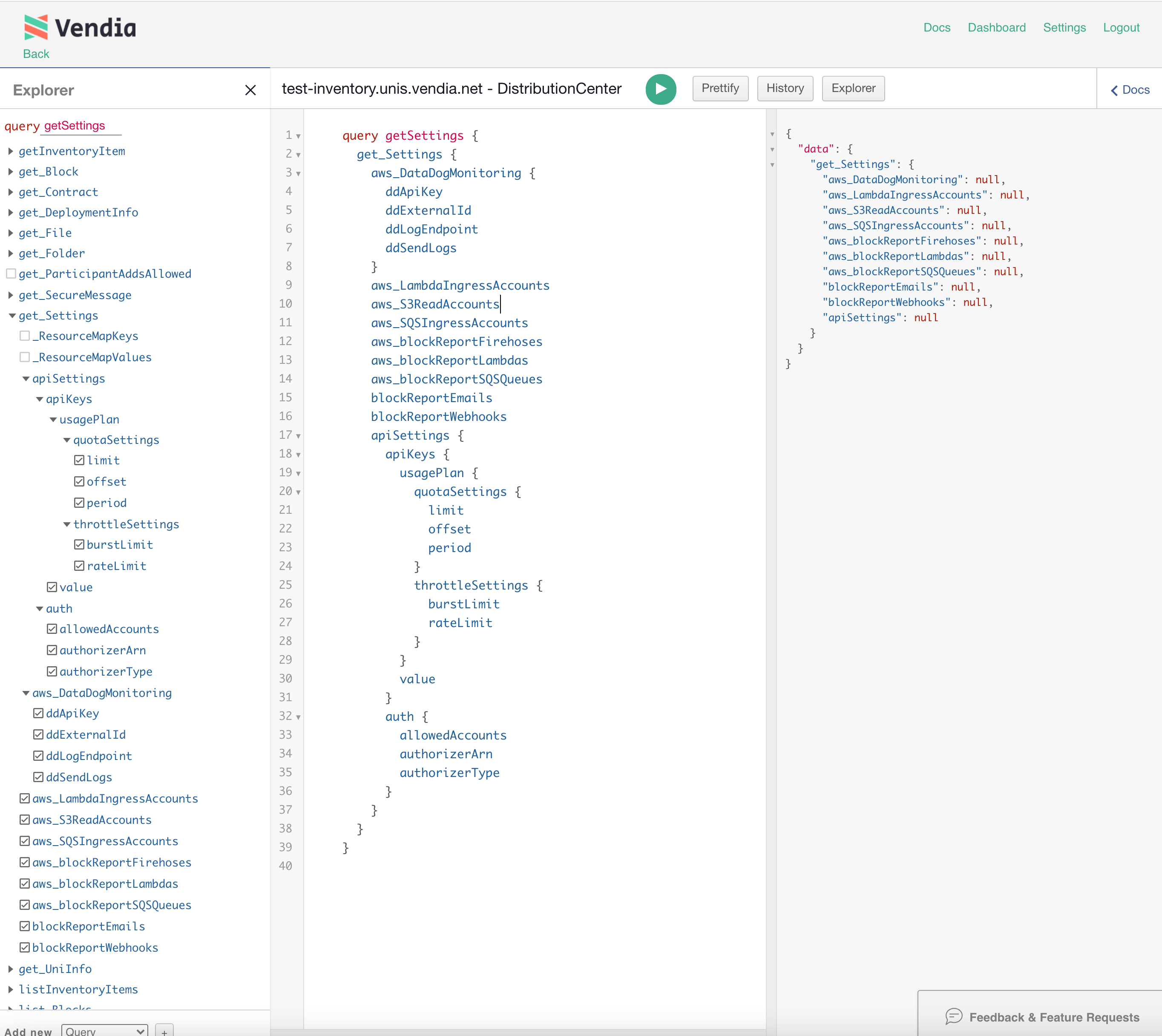 Image of Null Distribution Center Node Settings