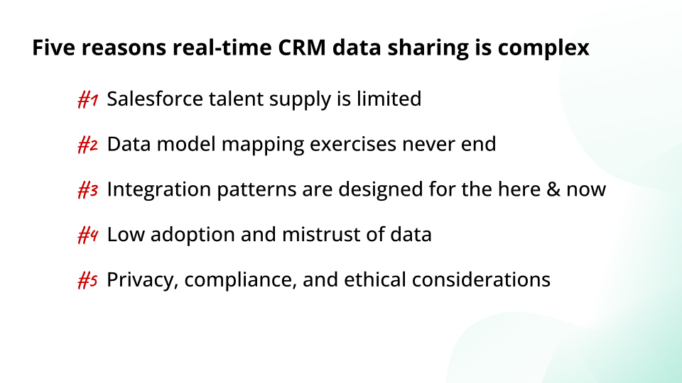 The five reasons why real-time crm data sharing is complex