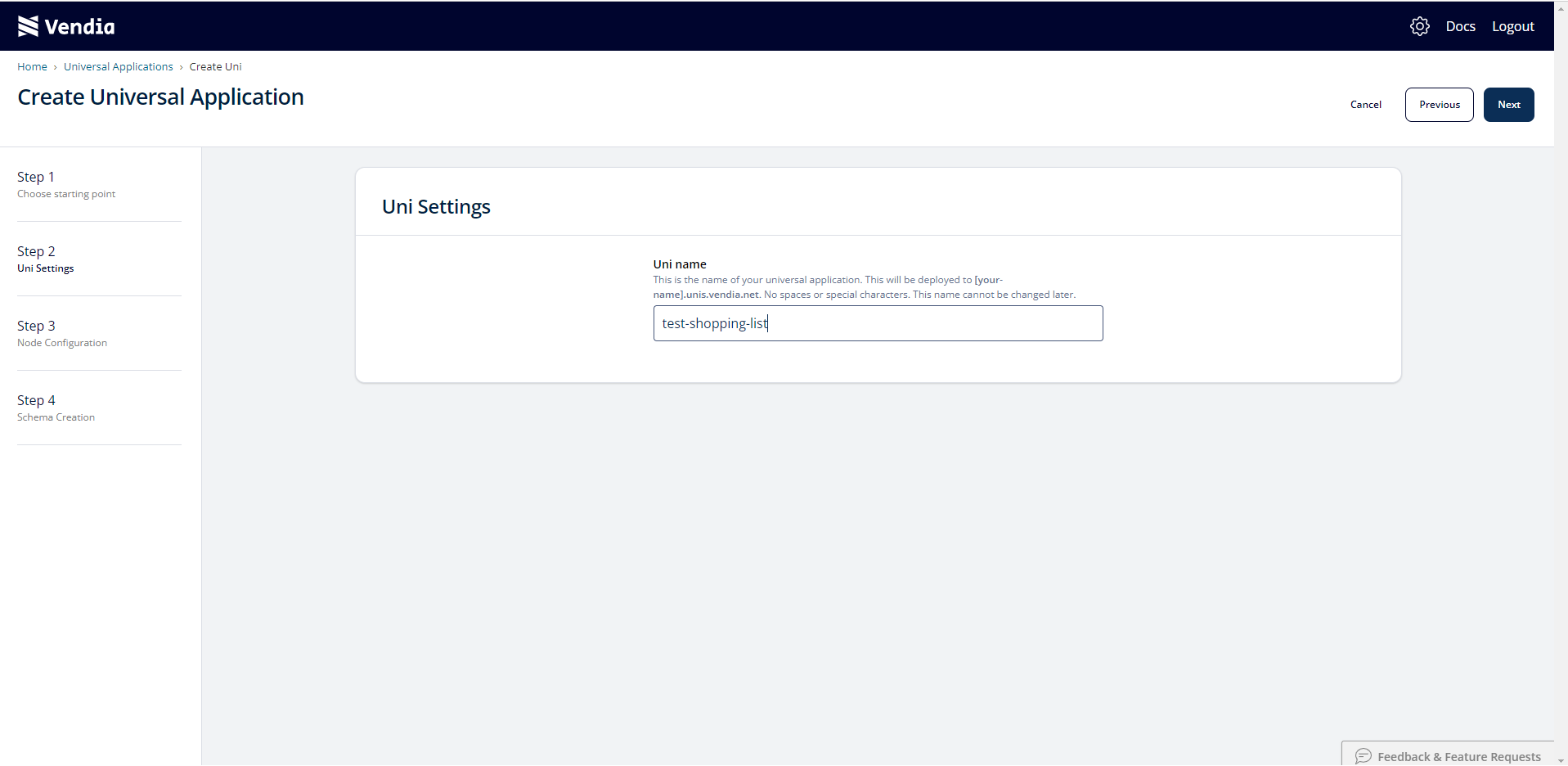 Step 2 - Uni Configuration